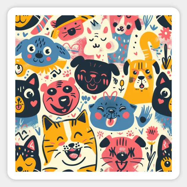 Eclectic Happy Pets and Nature Pattern Sticker by star trek fanart and more